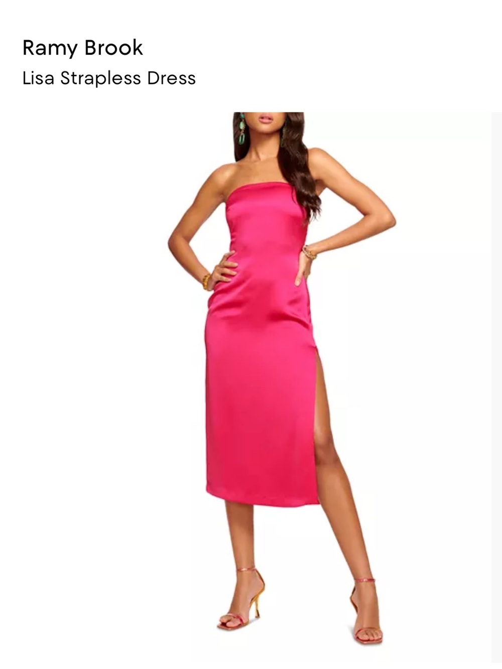 NWT! Ramy Brook Lisa Strapless Midi Dress in Hot Pink